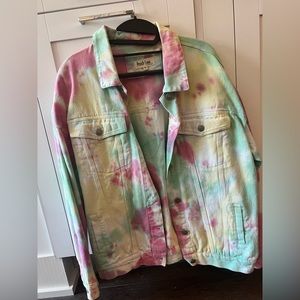 Peach Love Tie Dye Oversized Denim Jacket